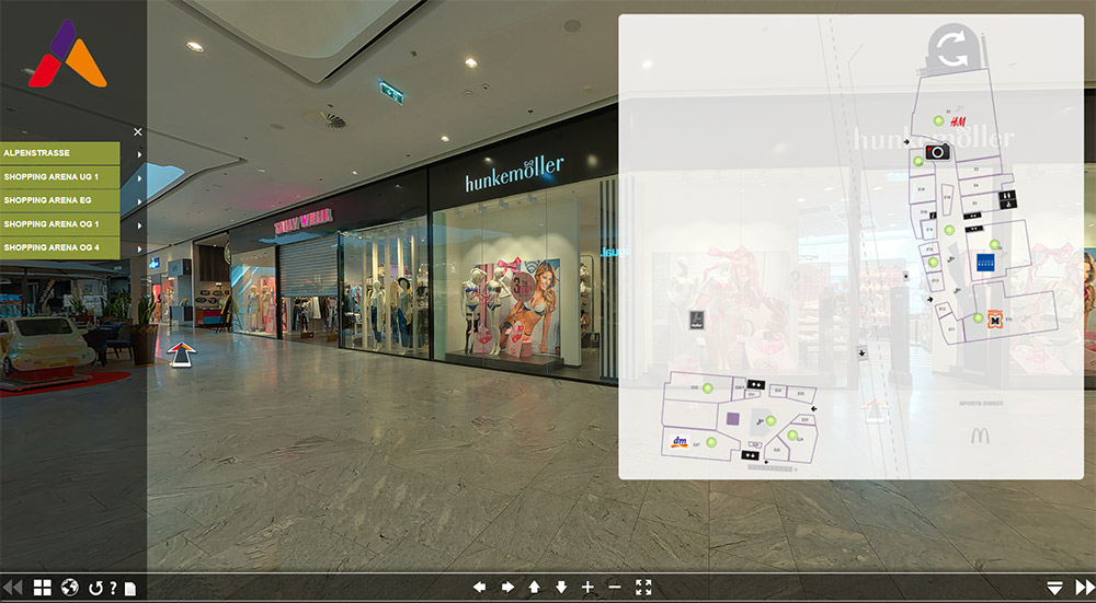 panoramafotografie 360 VR Touren virtuelle touren shopping arena einkaufszentrum